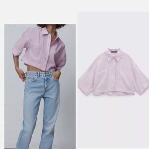 Zara Flowy Shirt with Pockets, Size S NEW WITH TAG!